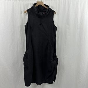 IC Collection Black Side Design Pocket Sleeveless Dress Womens Size L Lagenlook